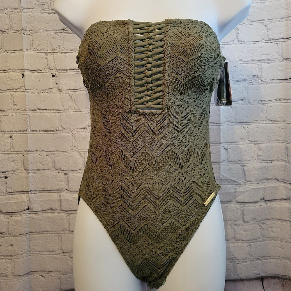Vince Camuto Crochet Bandeau One-Piece Swimsuit